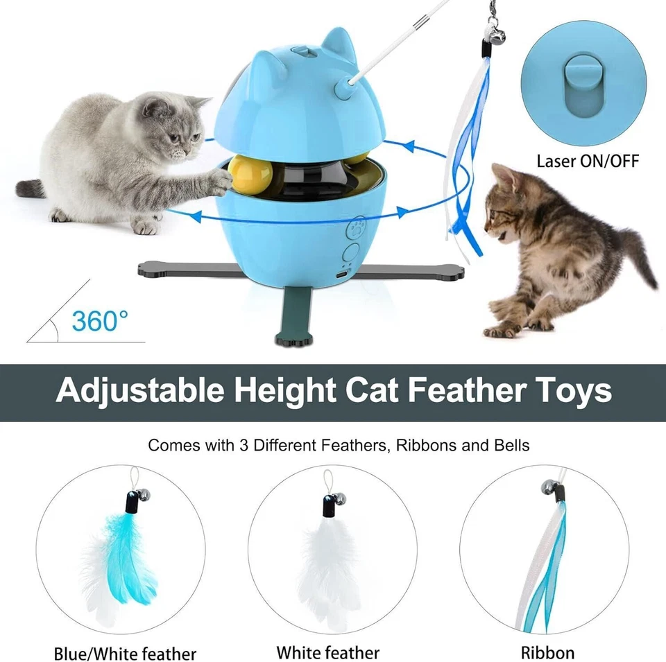 Cat Interactive Toys Laser Funny Feather Kitten Teaser Indoor Play Automatic Toy - Image 3 of 4