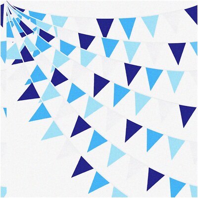 Ahoy Anchor Nautical Party Pennant Bunting - 10M/32Ft Royal Blue Fabric Garland