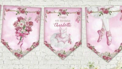 Personalisierte Ballett Tanz Ballerinas Wimpelkette & Band - 8 Flaggen