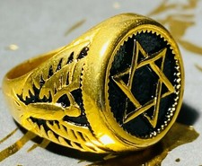 Men Handmade Star of David Jewish David Star Big Rings 14k GOLD Black Size 5-12