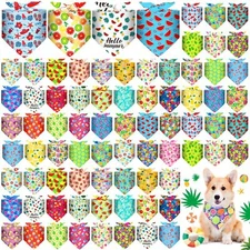 72 Pcs Summer Pet Bandanas Bulk Dog Bandanas Bibs Adjustable Triangle Dog Sca...