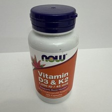 NOW FOODS Vitamin D-3  K-2 1000 IU/45 mcg - 120 Veg Caps - BB 11/28
