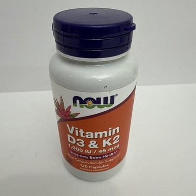 NOW FOODS Vitamin D-3 & K-2 1000 IU/45 mcg - 120 Veg Caps - BB 11/28