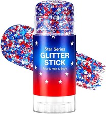 Patriotic Body Glitter Stick, USA Flag Face Hair Glitter for July 4th