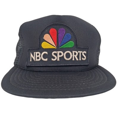 NBC Sports Peacock Logo Snapback Trucker Foam Hat Black Mesh TV Network Cap