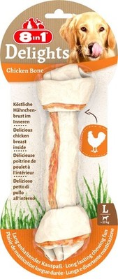 8in1 Delights Kauknochen L - Hunde Knochen mit Hähnchenfleisch Kauspaß Hund