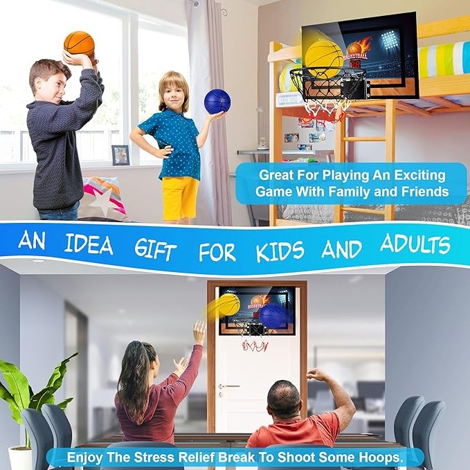 TREYWELL Indoor Basketball Hoop Fan Backboards 3 Balls Batteries S901 - Black