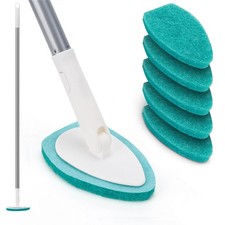 Shower Scrubber with Long Handle, 47'' handle, Green