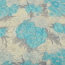 Sanskriti Vintage Sarees Ivory/Blue Pure Georgette Silk Printed Sari 5 Yd Fabric