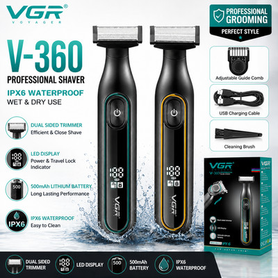 VGR V-360 Electric Body Hair Trimmer Beard Shaver IPX6 Waterproof Rechargeable