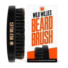 Wild Willies Natural Boar Bristle Beard Brush for Men - Professional Beard...