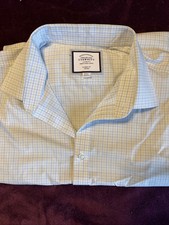 Charles Tyrwhitt Dress Shirt Men 18 36 Classic Fit Button Up Non Iron Blue Check