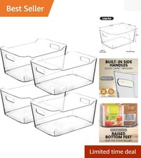 Versatile Large Clear Plastic Bins - Perfect for Kitchen, Pantry,  More
