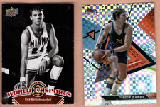 Rick Barry 2023-24 Finest Checkerboard Refractors Golden State + 2010 UD Insert