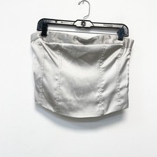 Wild Fable Women's Slim Fit Party Bustier Tube Top Gray Satin Size M