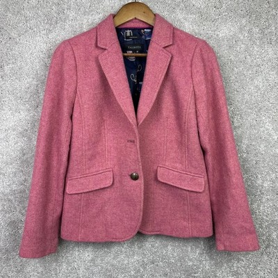 *READ* Talbots Aberdeen Blazer Pink Herringbone Tweed Women Size 2 Surgeon Cuffs