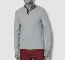  129 Tasso Elba Men's Gray Long-Sleeve Pullover Button Down Sweater S