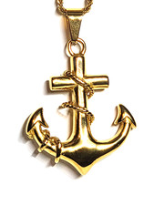 18K PVD Gold Plated Anchor Pendant 316L Stainless Steel Men's Jewelry
