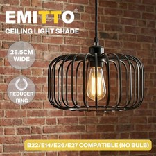 Emitto Industrial Ceiling Pendant Light Shade Black Metal Cage Lamp Shade 28.5cm
