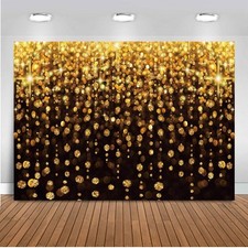 CHAIYA 7x5ft Gold Glitter Backdrop Curtain 7  x5  , Black,Gold
