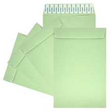 6" x 9" Catalog Envelopes, open end, 24lb. Pastel Green, Peel & Seal, 500/Box