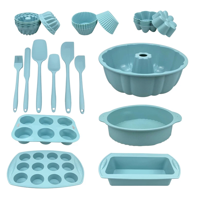 Fcaibear 29Pcs Nonstick Silicone Baking Set Bakeable Mini Cake Pans Bakeware
Opens in a new window o