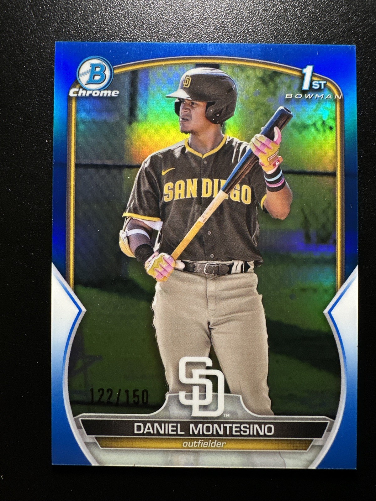 DANIEL MONTESINO 2023 BOWMAN CHROME #BCP-114 ROOKIE BLUE REFRACTOR #/150 BF1847