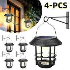 Hanging Solar Lanterns Outdoor, 4 Pack Glass Solar Lights Outdoor Waterproof