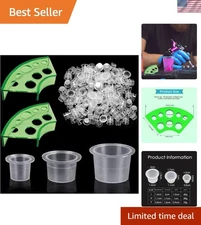 300pcs Tattoo Ink Caps Collection: 100 Small, Medium & Large Cups with Holders