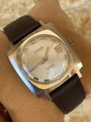 VINTAGE DIANTUS WATCH 17 JEWELS AUTOMATIC DATE SWISS MADE MEN'S 36MM GENTS 1970S