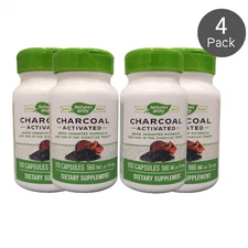 Nature’s Way Activated Charcoal 560mg 100 Caps 4 Pack Digestive Support Exp 2029