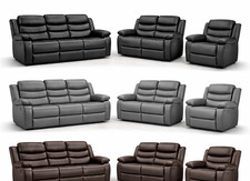 Roma | Black, Grey, Brown, Beige  | Leather Recliner Sofa 3, 2, 1 Seater | Sofa