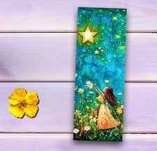 Whimsical Bookmark - Girl Reaching For The Stars, Unique Gift For Book Readers