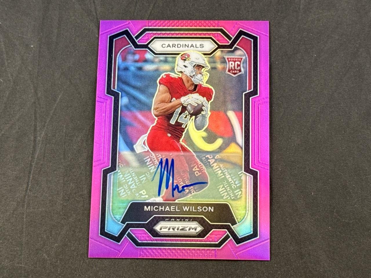2023 PANINI PRIZM NFL FOOTBALL MICHAEL WILSON #303 ROOKIE PINK PRIZMS AUTO SP