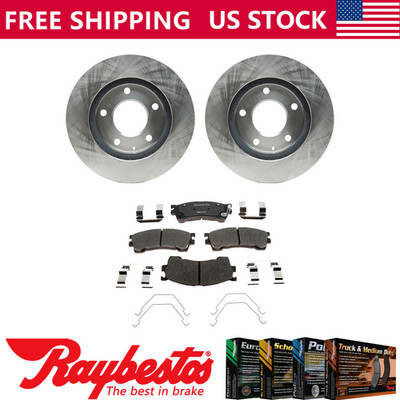 Front Kit Brake Rotors + Ceramic Pads & Hardware For 1994-1997 Ford Probe