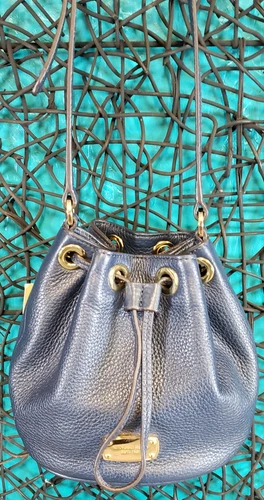 MICHAEL KORS Jules Drawstring Small Bucket Blue Leather Crossbody Bag NWT