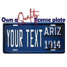 1914 Arizona FIRST AZ License Plate replica custom Bike Moped Key Luggage