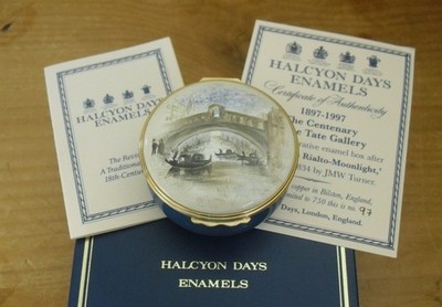 Boxed Ltd Ed Halcyon Days ''Venedig der Rialto - Mondschein'' JMW Wender Emaille Box