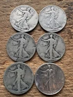 1921-S Walking Liberty Half Dollar, Key Dates 29s 21p 27s 28s 34d Lot of 6