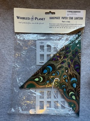 Celestial Paper Star Lantern Peacock Design Purple Green Hanging Light New