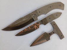 Set of 3 handmade forged Copper Damascus steel Blank Blade For Knives Making