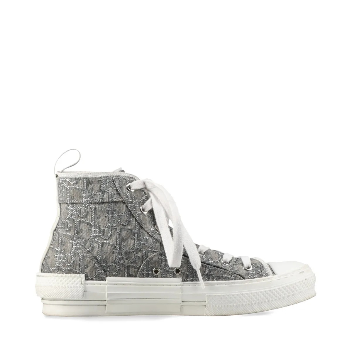 Dior B23 Fabric High-top Sneakers 40 Unisex Gray x white LS0822 Oblique Glitter  thumbnail 2