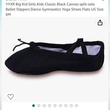 Ballet dance split sole slippers black canvas upper 38 6M