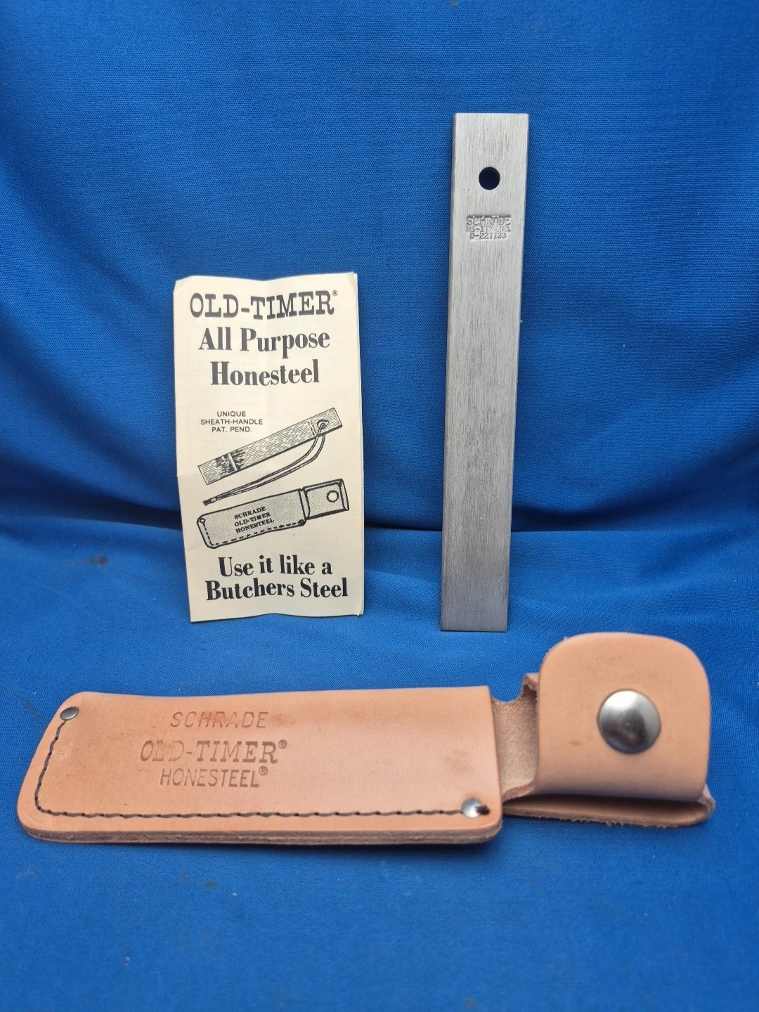 Vintage 1970's Schrade USA/Old-Timer HONESTEEL HS-1, w/Leather Sheath Sharpen