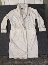 Polo Ralph Lauren Unisex Robe One Size White Terry Bathrobe Big Pony Logo FLAW