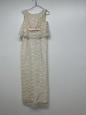 1950s Lace Wedding Dress vintage Long Lace Sleevesless Sheath Dress Small