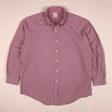 VTG 90s Brooks Brothers Poplin Button Down Shirt Men 16.5-34 Gingham Made in USA
