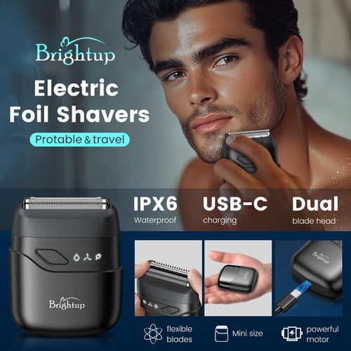 Afeitadoras de Viaje Compactas para Hombre, Mini Afeitadora Portátil de Lámina USB-C Recargable... - Imagen 2 de 8