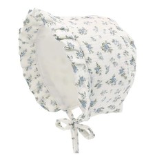 Baby Girls Bonnet Ultra Soft Double Layer Bonnet Cap Adjustable Blue Floral