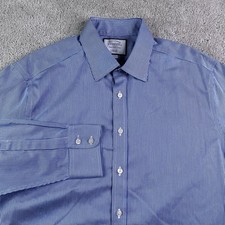 Charles Tyrwhitt Shirt Mens 17 36 Blue Checkered Slim Fit Non Iron Cotton